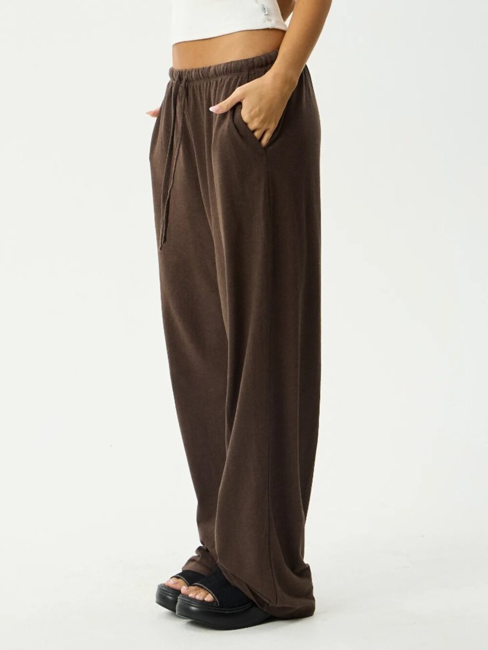Afends Jones Wide Leg Cotton / Hemp Pant - Coffee - Size Small - Picture 7 of 9